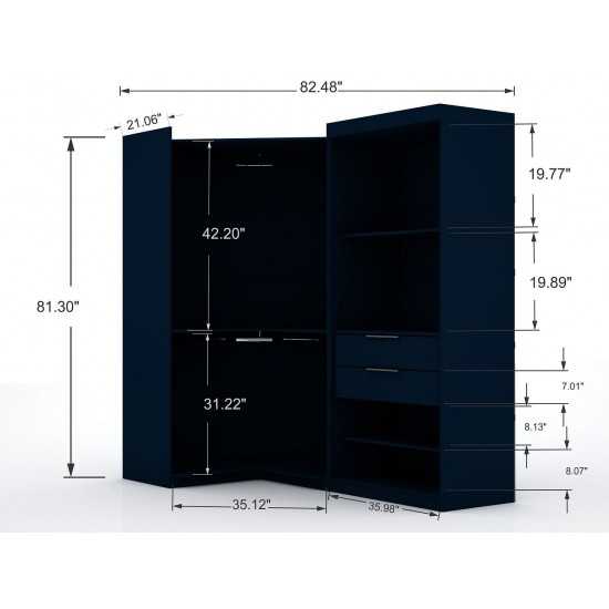 Mulberry Open 2 Sectional Corner Closet - Set of 2 in Tatiana Midnight Blue