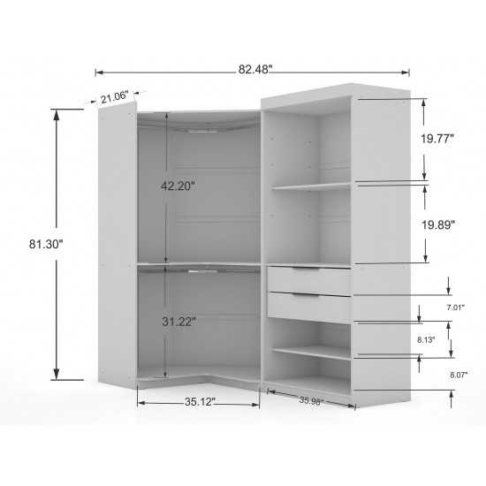 Mulberry 2.0 Semi Open 2 Sectional Corner Closet - Set of 2 in White