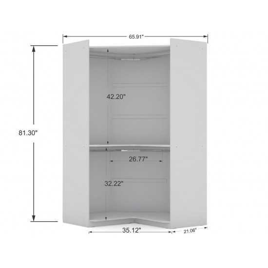 Mulberry 2.0 Semi Open 2 Sectional Corner Closet - Set of 2 in White