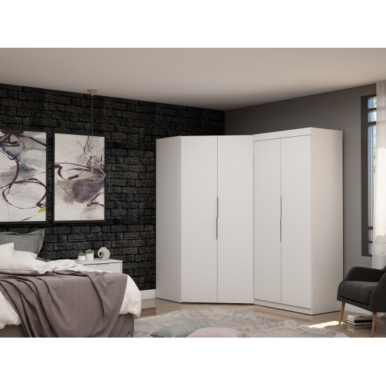 Mulberry 3.0 Sectional Corner Wardrobe Closet - Set of 2 in White