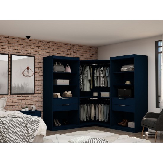 Mulberry Open 3 Sectional Corner Closet - Set of 3 in Tatiana Midnight Blue