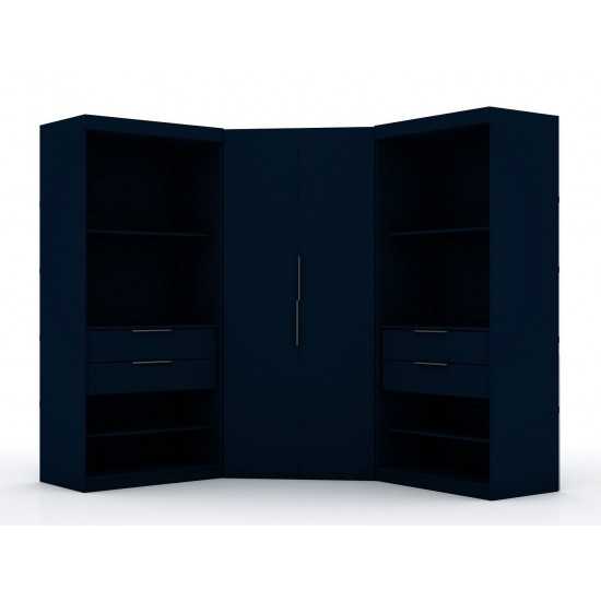 Mulberry 2.0 Semi Open 3 Sectional Corner Closet - Set of 3 in Tatiana Midnight Blue