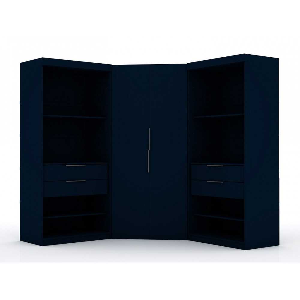 Mulberry 2.0 Semi Open 3 Sectional Corner Closet - Set of 3 in Tatiana Midnight Blue