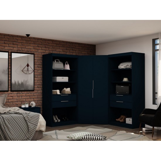 Mulberry 2.0 Semi Open 3 Sectional Corner Closet - Set of 3 in Tatiana Midnight Blue