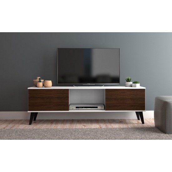 Doyers 53.15 TV Stand in White and Nut Brown