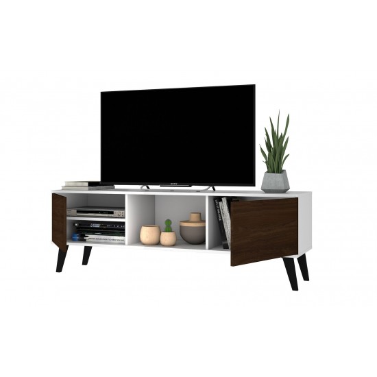 Doyers 53.15 TV Stand in White and Nut Brown