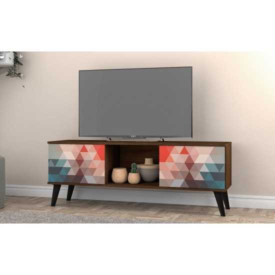 Doyers 53.15 TV Stand in Multi Color Red and Blue
