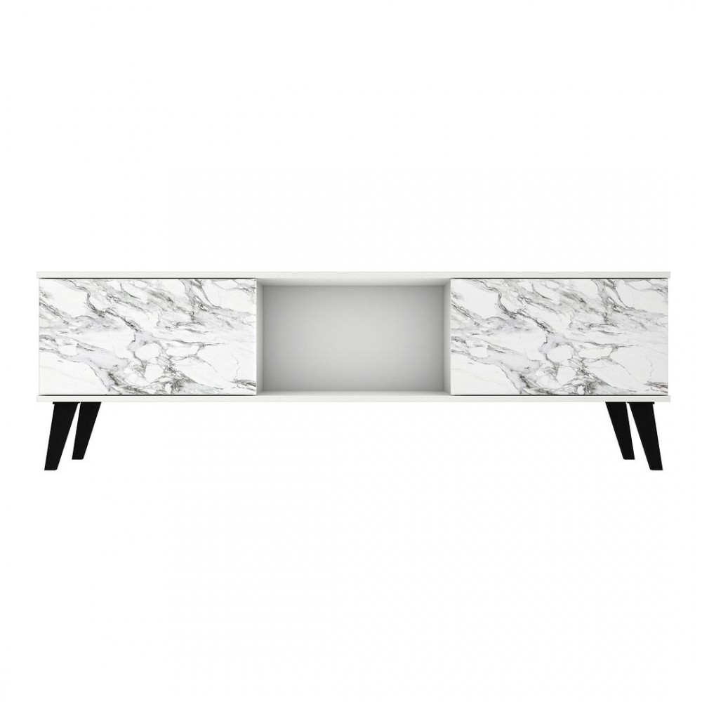 Doyers 62.20 TV Stand in White and Marble Stamp