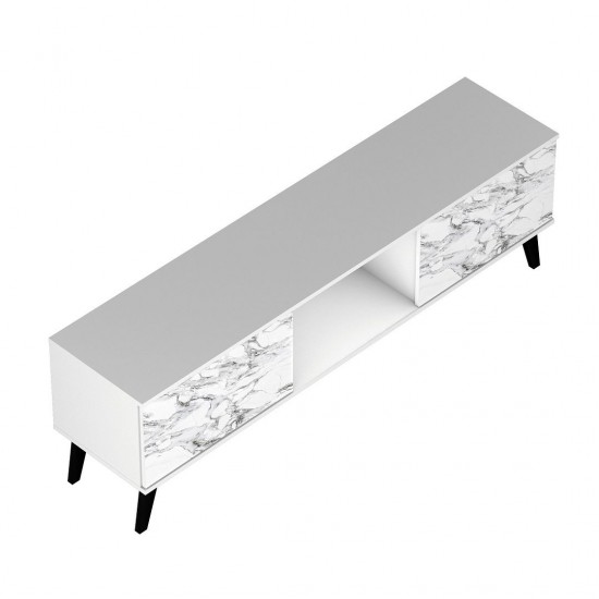 Doyers 62.20 TV Stand in White and Marble Stamp