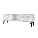 Doyers 62.20 TV Stand in White and Marble Stamp