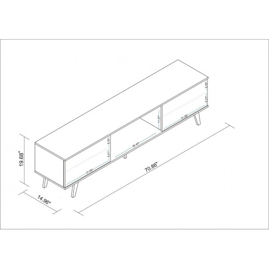 Doyers 70.87 TV Stand in White and Marble Stamp