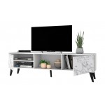 Doyers 70.87 TV Stand in White and Marble Stamp