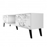 Doyers 70.87 TV Stand in White and Marble Stamp