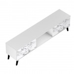 Doyers 70.87 TV Stand in White and Marble Stamp
