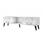 Doyers 70.87 TV Stand in White and Marble Stamp