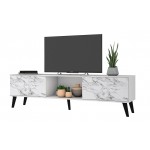 Doyers 70.87 TV Stand in White and Marble Stamp