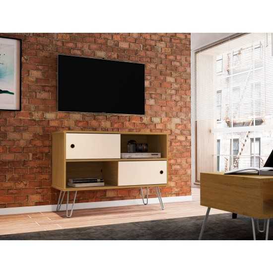 Baxter 35.43" TV Stand in Cinnamon and Off White