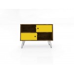 Baxter 35.43" TV Stand in Rustic Brown and Yellow