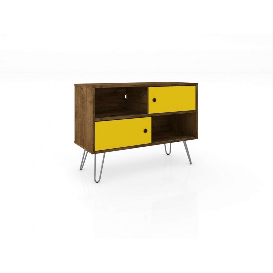 Baxter 35.43" TV Stand in Rustic Brown and Yellow