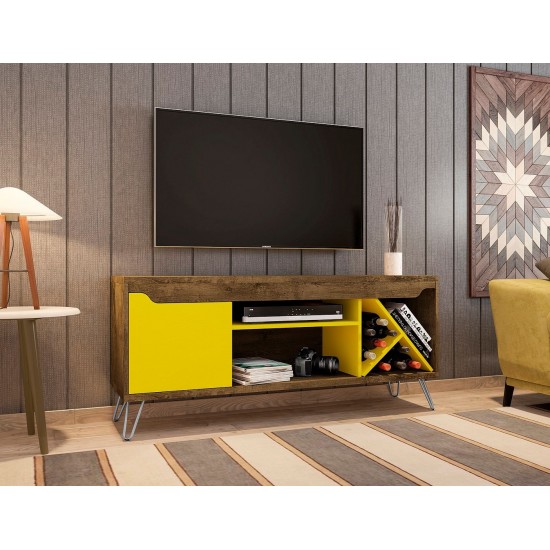 Baxter 53.54" TV Stand in Rustic Brown and Yellow