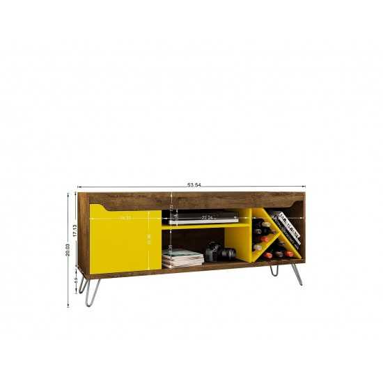 Baxter 53.54" TV Stand in Rustic Brown and Yellow