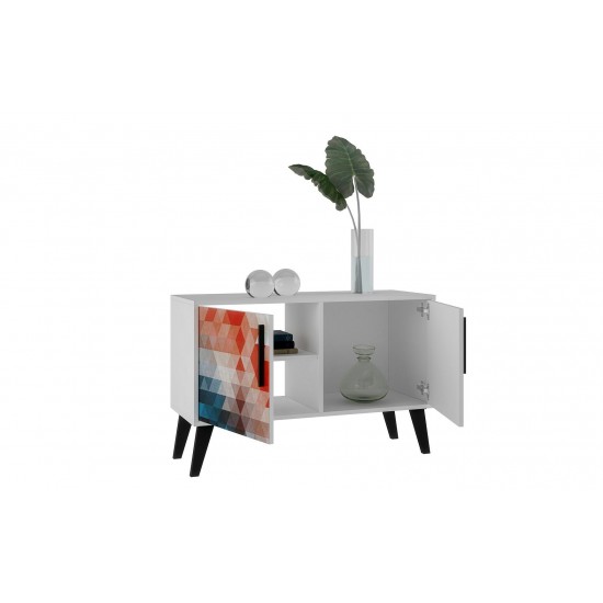 Amsterdam Double Side Table 2.0 in Multi Color Red and Blue