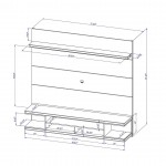 Utopia Floating Theater Entertainment Center in White Gloss and Maple Cream