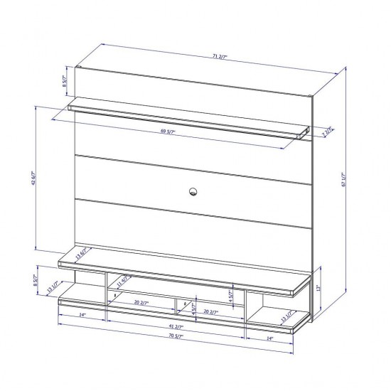 Utopia Floating Theater Entertainment Center in White Gloss and Maple Cream