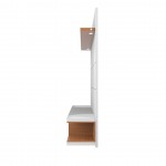Utopia Floating Theater Entertainment Center in White Gloss and Maple Cream