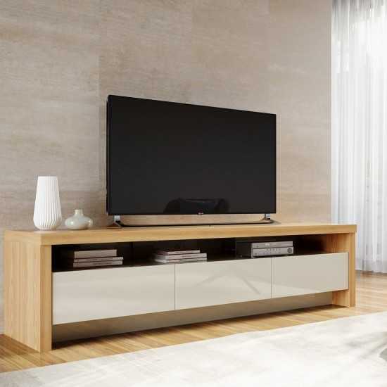 Sylvan 85.43" TV Stand in Nature Wood and Off White