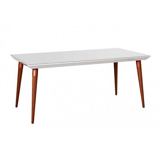 Utopia 62.99" Dining Table in White Gloss and Maple Cream