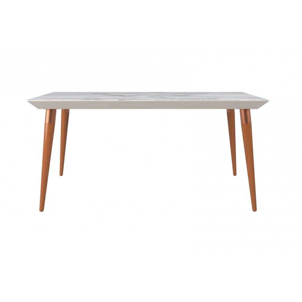 Utopia 62.99" Dining Table in Off White and Maple Cream