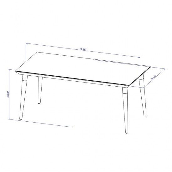Utopia 70.86" Dining Table in White Gloss and Maple Cream