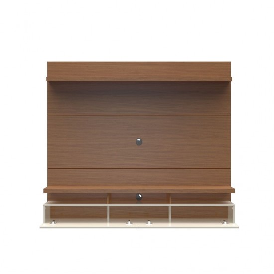 City 1.8 Floating Wall Theater Entertainment Center in Maple Cream and Off White