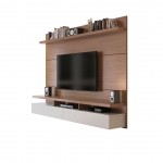City 1.8 Floating Wall Theater Entertainment Center in Maple Cream and Off White