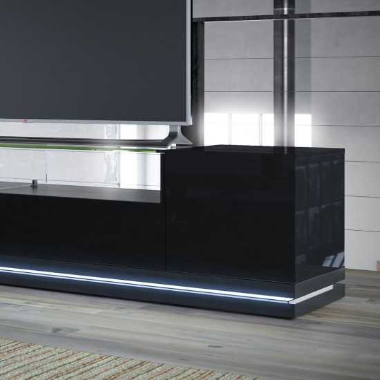 Vanderbilt 85.43" TV Stand in Black Gloss and Black Matte