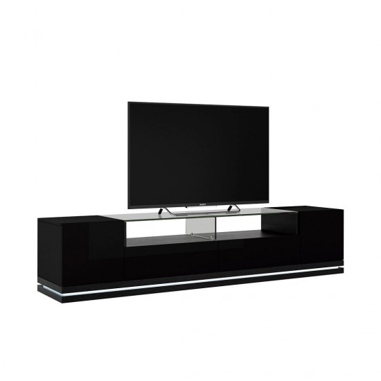 Vanderbilt 85.43" TV Stand in Black Gloss and Black Matte