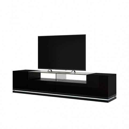 Vanderbilt 85.43" TV Stand in Black Gloss and Black Matte