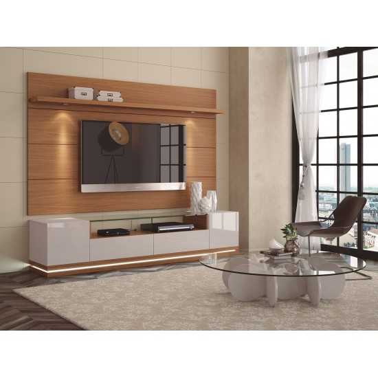 Vanderbilt TV Stand and Cabrini 2.2 Floating Wall TV Panel in Off White and Maple Cream