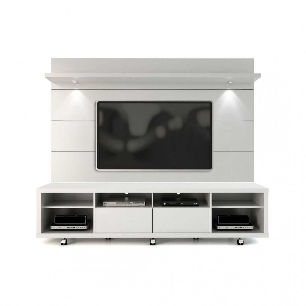 Cabrini TV Stand and Floating Wall TV Panel 2.2 in White Gloss