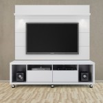 Cabrini TV Stand and Floating Wall TV Panel 1.8 in White Gloss