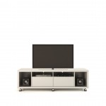 Cabrini TV Stand and Floating Wall TV Panel 1.8 in White Gloss