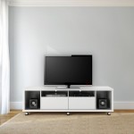 Cabrini TV Stand and Floating Wall TV Panel 1.8 in White Gloss