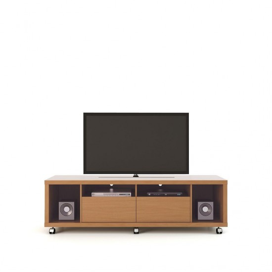 Cabrini TV Stand and Floating Wall TV Panel 1.8 in Maple Cream and Off White