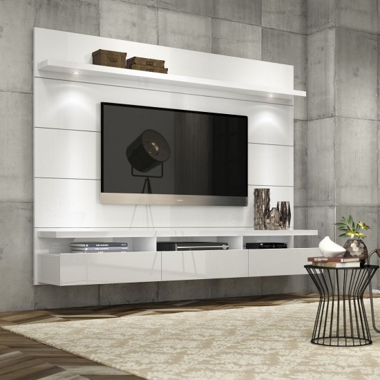 Cabrini 2.2 Floating Wall Theater Entertainment Center in White Gloss