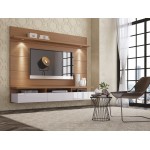 Cabrini 2.2 Floating Wall Theater Entertainment Center in Maple Cream and Off White