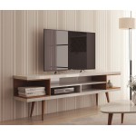 Utopia 70.47 TV Stand in White Gloss and Maple Cream