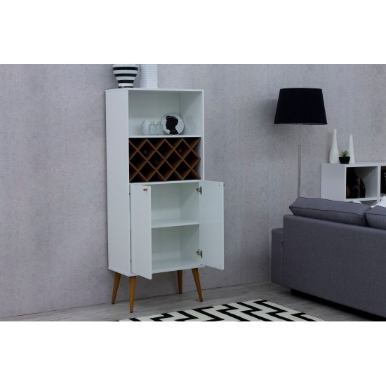 Utopia China Cabinet in White Gloss and Maple Cream
