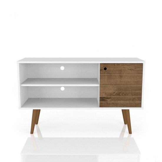 Liberty TV Stand 42.52 in White and Rustic Brown