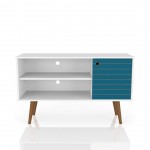 Liberty TV Stand 42.52 in White and Aqua Blue